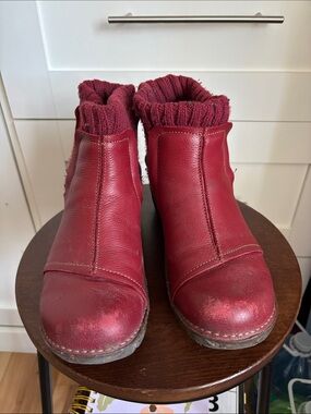Red El Natraulista Leather Ankle Boots with Knit Cuff